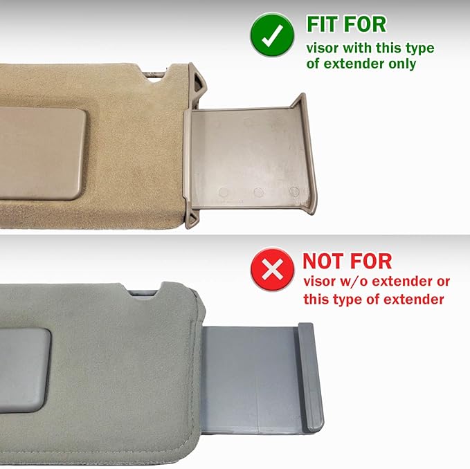 KBH Car Sun Visor Cover for Chevy Tahoe Suburban & GMC Yukon 1995 1996 1997 1998 1999, Left and Right Side Sunvisor Covering, Vinyl Leather Trim, Anti-Scratch, Gray