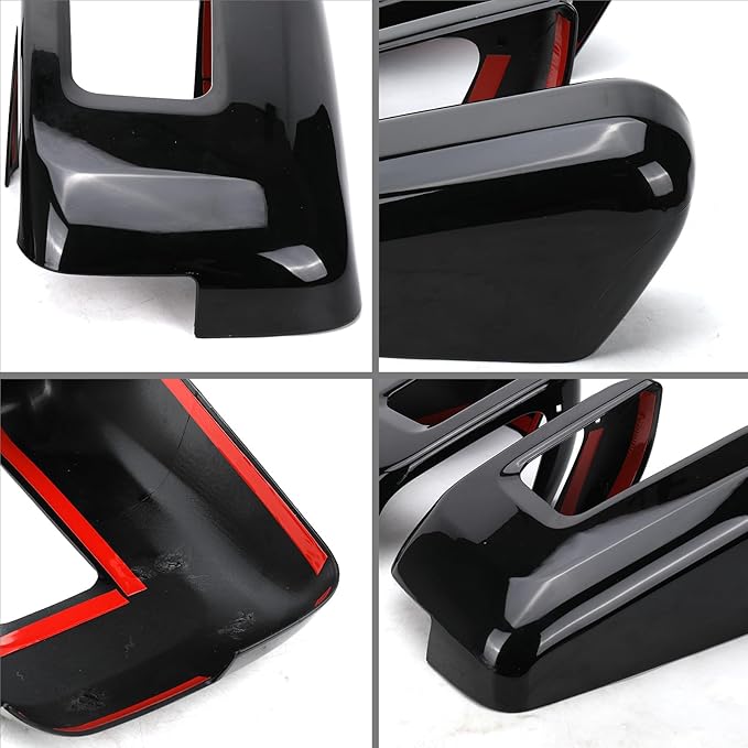 Glossy Black Side Rearview Mirror Covers Caps Decoration Compatible with 2021-2025 Ford F150, With Turn Signal Model (Black-with Cut-Out)