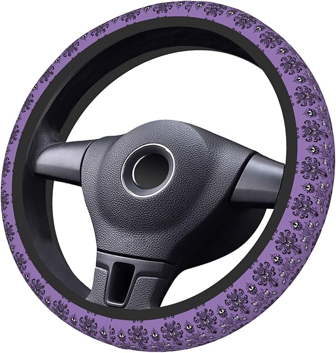 Haunted The Mansion Steering Wheel Cover Cute Universal 15 Inch Car Accessories Protector for Women Fit Auto SUV Sedan Vans T