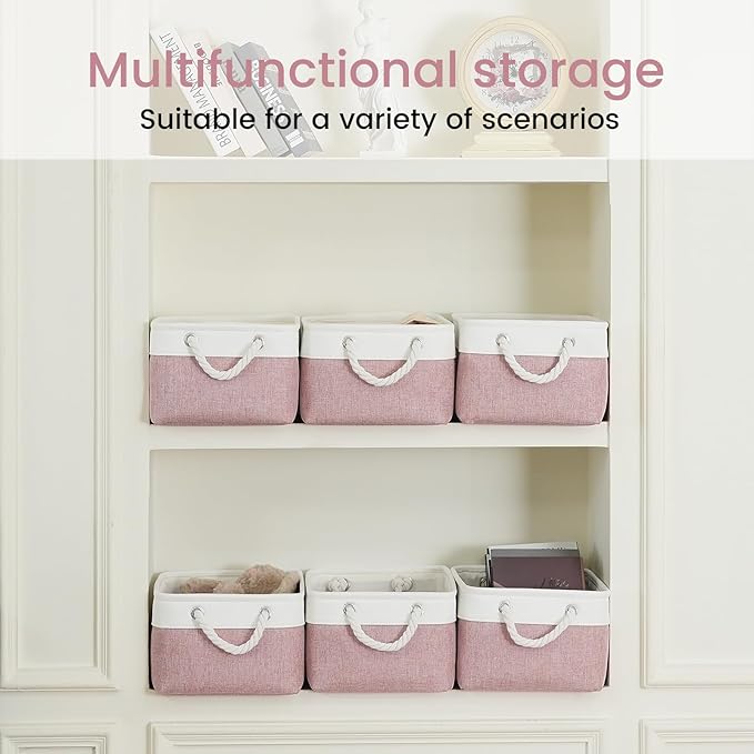 Storage Baskets for Shelves 13.8x9.8x6.7 Inch, Foldable Fabric Storage Bins with Handles, Small Storage Baskets for Organizin