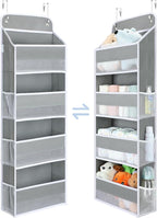 Yecaye 1 Pc Over the Door Organizer with 5 Bins 10 Side Pockets, 44lbs Load Hanging Bathroom and Bedroom Organizer, behind th