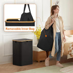 Lifewit 150L Laundry Basket with Lid, Clothes Hampers with Bamboo Handles and 2 Removable Bags, Large Foldable Laundry Hamper