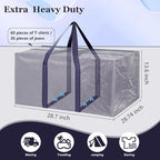 12 Pack Moving Bags with Full-Open Side Zipper, Extra Large 93L Heavy Duty Waterproof Foldable Storage Totes for College