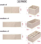 12 Pack Foldable Drawer Organizer Dividers Cloth Storage Box Closet Dresser Organizer Cube Fabric Containers Basket Bins for 