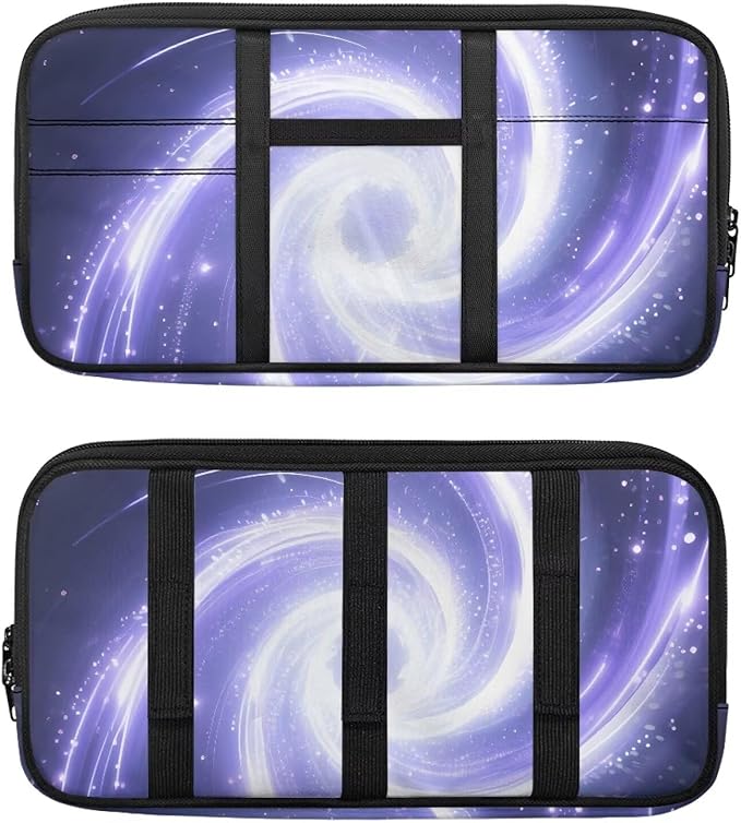 Purple Galaxy Car Sun Visor Organizer,Truck Visor Organizer Elastic Bands Organizes Essentials for Cards, Pens and Document