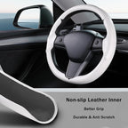 Steering Wheel Cover for 2017-2023 Tesla Model 3 2020-2024 Tesla Model Y, Carbon Fiber Steering Wheel Cover for Tesla Model 3/Y Accessories, Matte White