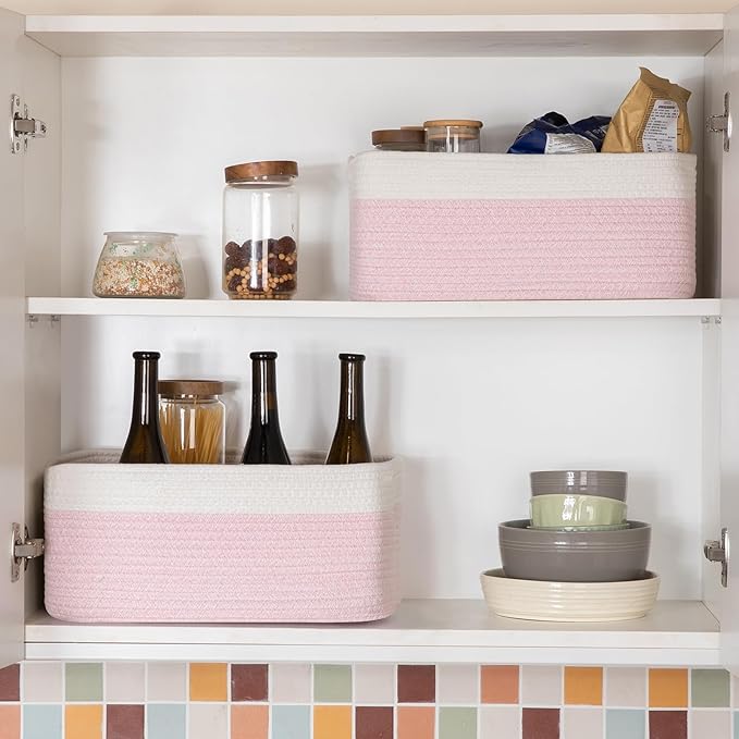 OIASKET Storage Baskets for Organizing 3 Pack, Woven Baskets for Shelves, Closet Organizer Bins Empty Gift Basket Toy Storage