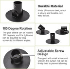 Adjustable Shower Curtain Rod Bracket for Slanted Wall, 2Pcs Titanium Steel Shower Curtain Rod Single Swivel Flange Heavy Dut
