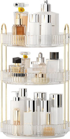 YCIA&DONE 360 Rotating Makeup Organizer and Storage for Vanity Countertop 3 Tiers, High Capacity Cosmetic Skincare Perfume Or