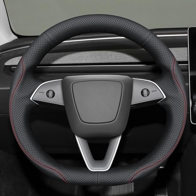 MEWANT DIY Stitching Steering Wheel Cover Wrap for Tesla Model 3 Highland 2023-2025/Model Y 2025 Highland for Tesla Model 3/Model Y Accessories(3D Style)