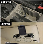 2 Pack Leather Car Visor Sunglass Holder, Magnetic Leather Glasses Eyeglass Hanger Clip for Car, Sunglass Clip Glasses Holder for Car Visor
