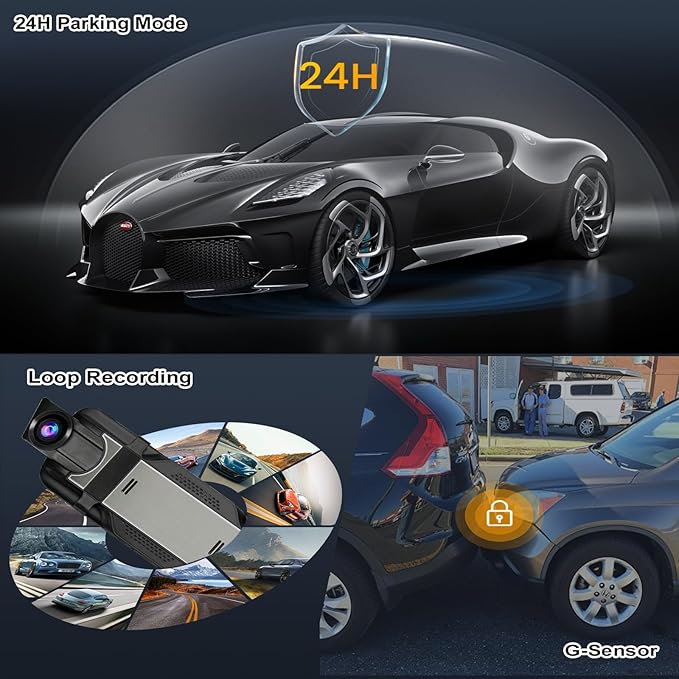 3 Channel Mirror Dash Cam with 4K+Inside 1080P+ 1080P 10 Inch Triple Rearview Mirror Camera, Night Vision, G-Sensor, Reverse 