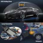 3 Channel Mirror Dash Cam with 4K+Inside 1080P+ 1080P 10 Inch Triple Rearview Mirror Camera, Night Vision, G-Sensor, Reverse 