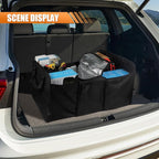 Car Trunk Organizer, Oxford Fabric Waterproof & Anti-Slip Vehicle Storage Box with Leak Proof & Insulated Cooler Bag, Large Cap