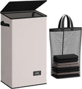SOLEDI Laundry Hamper with Lid 100L Large & Tall Collapsible Laundry Basket, Clothes Hamper with Bag Removable Easy to Carry,