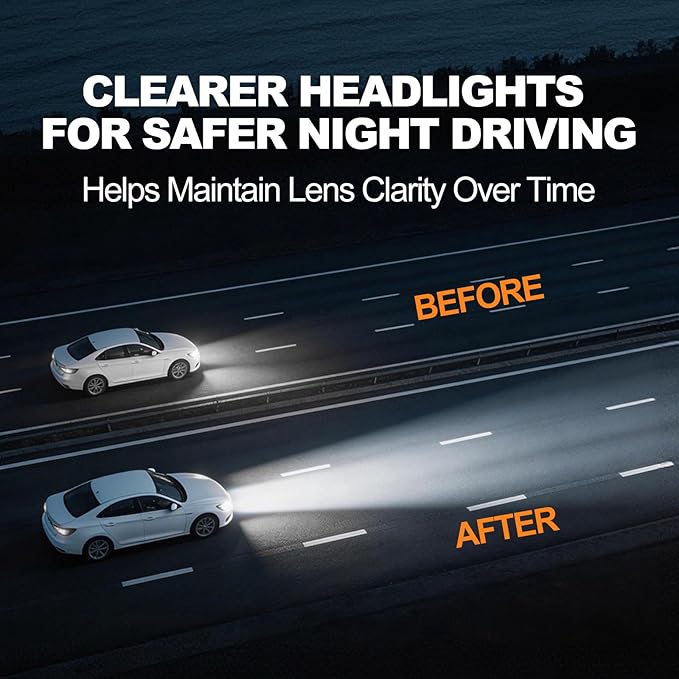 Headlight Restoration Kit Cleaner Restorer: Car Headlamps Oxidized & Yellowed Lens Repair with Protective Coating - Clear Bright Headlights for Trucks Motorcycles