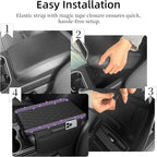 NBTEPEM Bling Car Center Console Cover, Leather Car Arm Rest Cover Cushion with 2 Storage Bags, Universal Auto Armrest Protector Storage Box, Bling Accessories Interior for Most Vehicles (Purple)