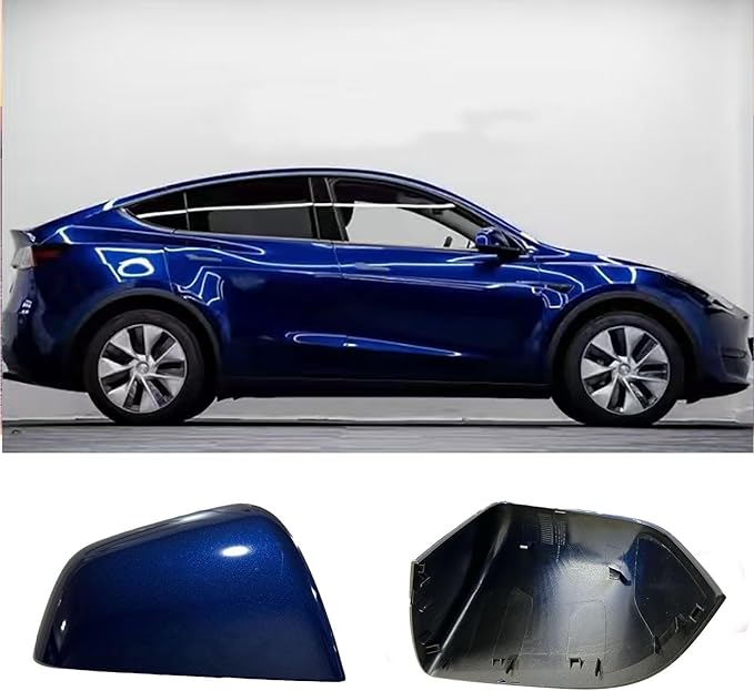 Compatible with Tesla Model Y Side Mirror Cover Replacement 2021 2022 2023 2024, Right Passenger Side Rearview Mirror Cover Cap for Model Y Accessories(blue)