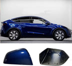 Compatible with Tesla Model Y Side Mirror Cover Replacement 2021 2022 2023 2024, Right Passenger Side Rearview Mirror Cover Cap for Model Y Accessories(blue)