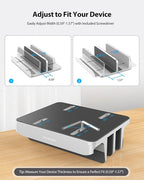 AboveTEK Vertical Laptop Stand, 3 Slots Aluminum Desk Laptop Holder & Laptop Docking Station Stand for MacBook, Tablet, Phone - Universal Fit (Up to 17.3") - Heavy Duty Polished, Anti Slide - Silver