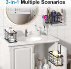 Sevenblue Hair Tool Organizer, 3-in-1 Universal Hair Dryer Holder, Adjustable Height Metal Blow Dryer Holder Wall Mounted/Ove