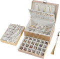 BOOVO Earring Jewelry Box For Women Girl Stud Organizer, 5 Layers Girl Jewelry Organizer Box With Lock Earring Holder Organiz