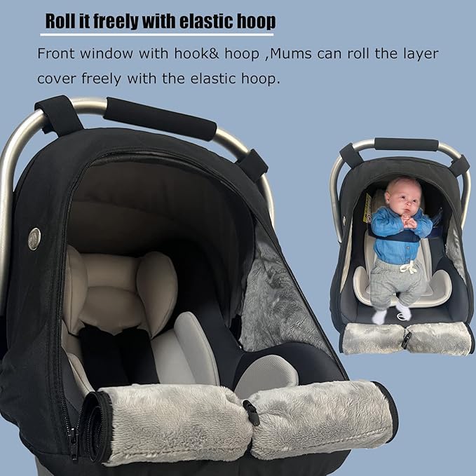 Car Seat Cover for Babies Winter - Baby Car Seat Covers Universal Cold Weather Shield,Warm and Cozy Carseat Covers Canopy Wat