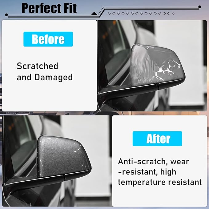 Jaronx Compatible with Tesla Model Y Side Mirror Cover 2020 2021 2022 2023, Rearview Door Wing Mirror Cover Cap Replacement for Tesla Model Y Accessories (Grey, Left)