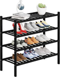 4 Tier Bamboo Shoe Rack Storage Organizer for Closet, Multifunctional Stackable Free Standing Shoe Shelf Organizer for Small 