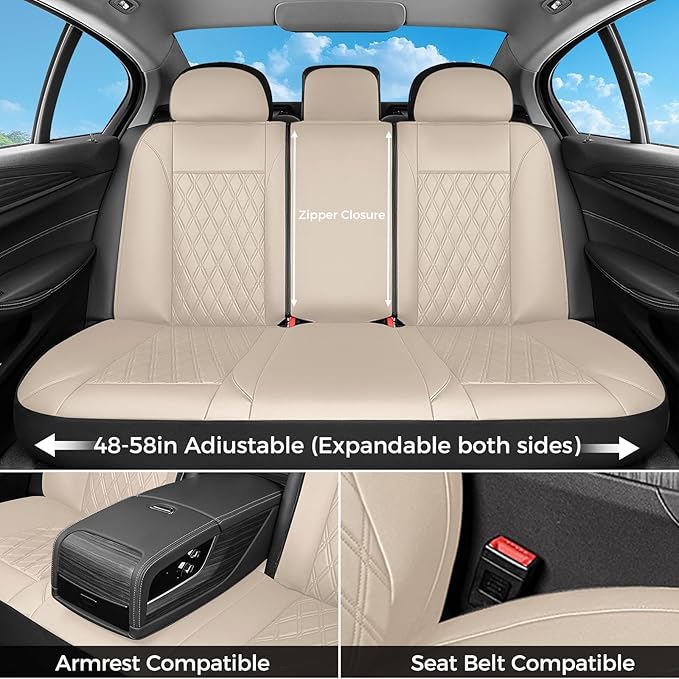 FLORICH Car Seat Covers Full Set, Leather Seat Covers for Cars, Waterproof Car Seat Protector Breathable, Universal Automotiv