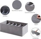 6 Pack Woven-Fabric Dresser Drawer Organizers, 36 Cells for Clothing & Baby, Bedroom Storage Drawers