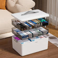 JOYBOS 3-Tier Medicine Storage Box Cabinet, Empty First Aid Kit Portable Medical Supply Organizer with Leather Handle for Hom