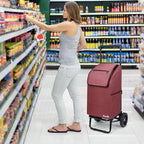 KEDSUM 2 in 1 Shopping Carts for Groceries, 330 lbs Grocery Cart on Wheels, Foldable Utility Carts with Wheels, Load-Bearing Hand Truck with Waterproof Bag for Shopping, Camping, Laundry, Garden, Red