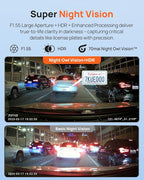 70mai Dash Cam Front and Rear - 2.5K+1080P Dual Dash Camera with HDR, Super Night Vision, F1.55 Aperture, 24H Parking Mode, B