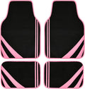CAR PASS Pink Edge Faux Leather Car Floor Mats Universal Car Carpet Mats with Double Stitch Line Anti-Slip Backing Design, fo