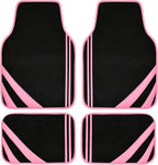 CAR PASS Pink Edge Faux Leather Car Floor Mats Universal Car Carpet Mats with Double Stitch Line Anti-Slip Backing Design, fo