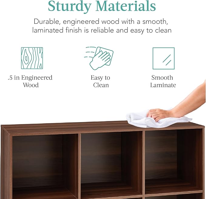 Best Choice Products 6-Cube Storage Organizer, 13.5in Shelf Opening, Bookcase, Display Shelf, Customizable w/ 3 Removable Bac