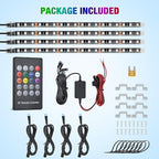 Nilight 4Pcs 24inch LED Grille Lights 144 LEDs RGB Multi Color Exterior Lighting Kit DIY Sound Active Function Music Mode with APP Control and Remote for Cars Van SUV Truck