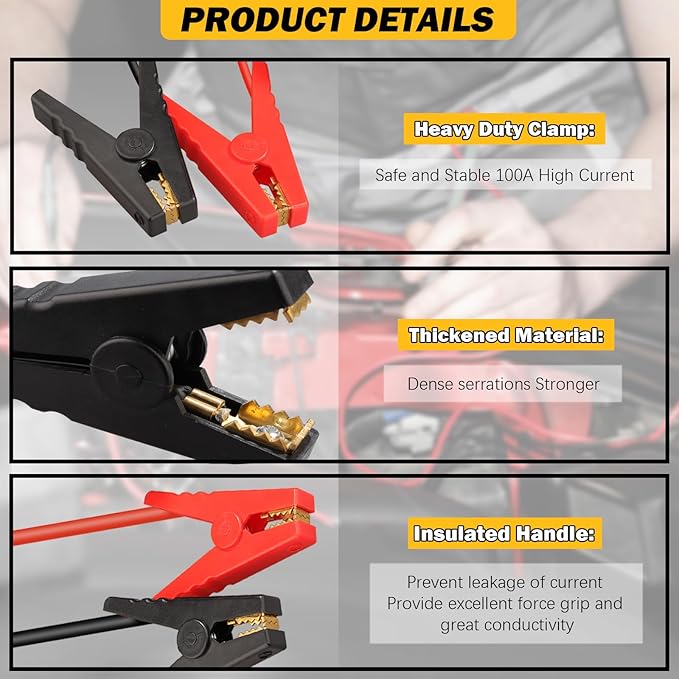 Car Jump Starter Adapter for Dewalt 20V/60V MAX - 11AWG Heavy Duty Booster Cable for 3.5L Vehicles (Battery Not Included)