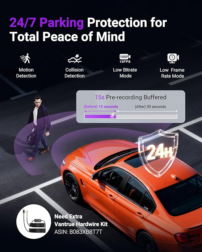 Vantrue S1 Pro Dash Cam Front STARVIS 2, 2.7K Mini Dash Camera for Cars, ADAS, App Control, Built-in WiFi GPS, G-Sensor, Loop