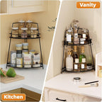 VITVITI 2 Tier Corner Bathroom Counter Organizer, Metal Bathroom Countertop Organizer Shelf Storage, Bath Room Sink Makeup Or