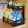 1-Pack Under Sink Organizers and Storage,2-Tier L Shape Pull Out Cabinet Organizer With Round Tube Slide Rails,Hight Adjustab