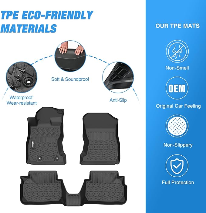 Nilight TPE Floor Mats for Subaru WRX 2022 2023 2024 2025 2026, All Weather Custom Fit Heavy Duty Floor Liners