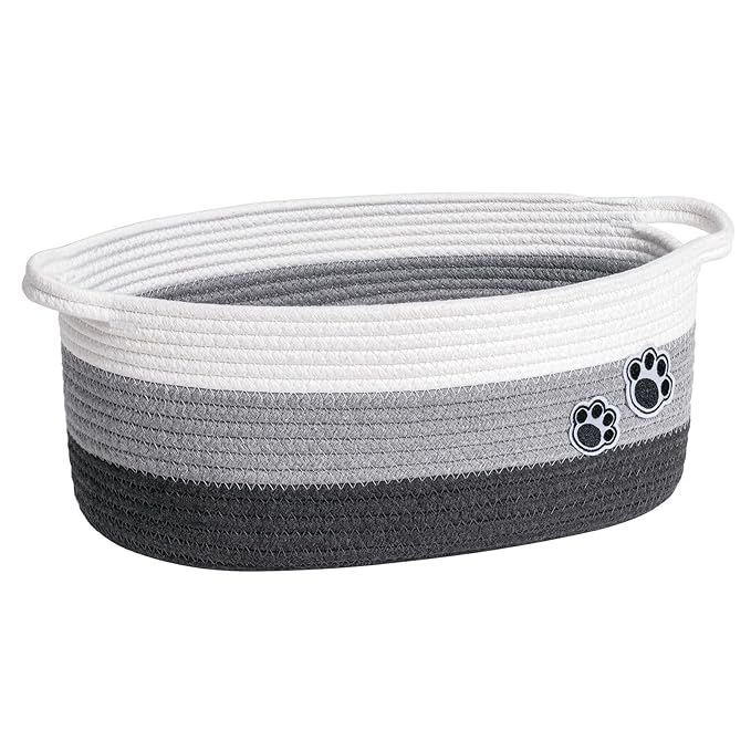 Dog Toy Basket Gift Basket Empty, Woven Storage Baskets for Towels, Cute Dog Storage Bins with Handles, Small Cotton Rope Bas