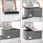 PRANDOM Storage Bins with Lids [3-Pack] Linen Fabric Foldable Storage Boxes Organizer Containers Baskets Cube with Cover for 