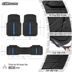 CAR PASS Rubber Floor Mats for Cars, Car Mats Full Sets DeepDish,Universal S~L Size Trim-to Fit Automotive Floor Mat for Truck Van SUV, Heavy Duty Waterproof All-Weather Floor liner Durable Black Blue