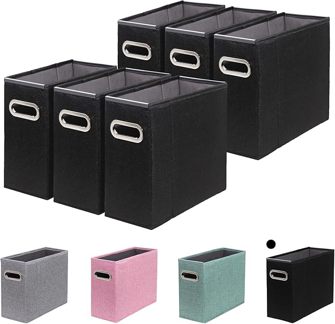 6 Packs Letter Size File Organizer, File Folders Organizer, Fabric Storage Box, Collapsible Paper Organizer with Metal Handle