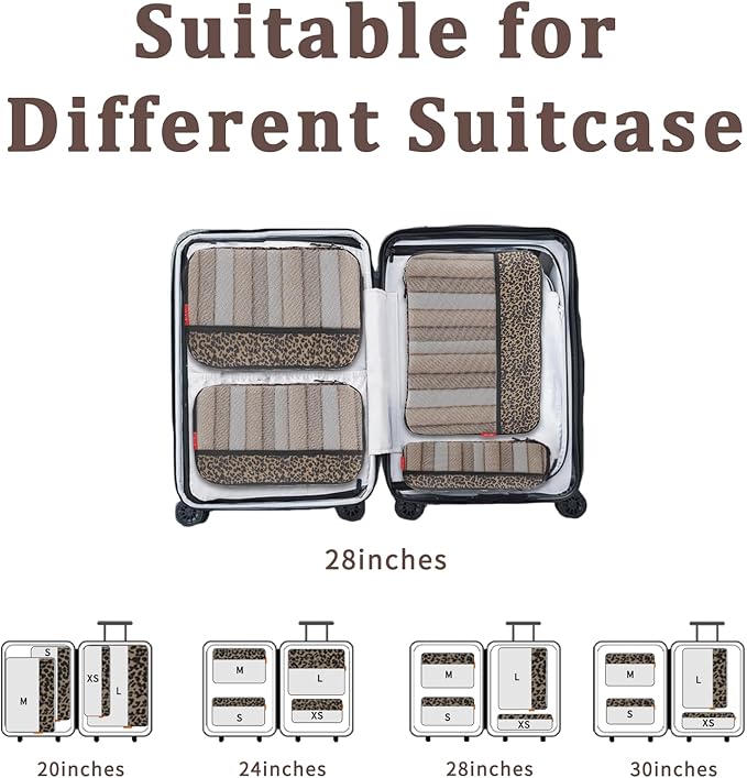 U+U 4 Set Compression Packing Cubes - Ultralight Travel Organizers, Space-Saving Suitcase Organizer, Expandable Packing Cubes