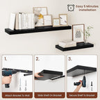 Vivelove 12" Deep Floating Shelves for Wall 36 Inches Long, 2 in Thick Wall Shelves, Shelf for Bedroom, Bathroom, Living Room