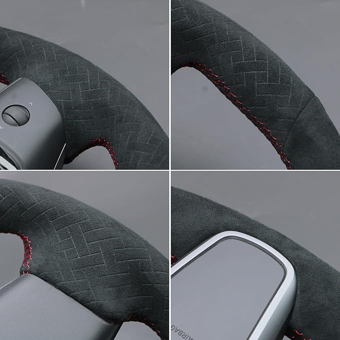 MEWANT Hand Stitched Steering Wheel Cover for Tesla Model 3 2017-2023 / Model Y 2020-2023 for Tesla Model 3/Y Accessories